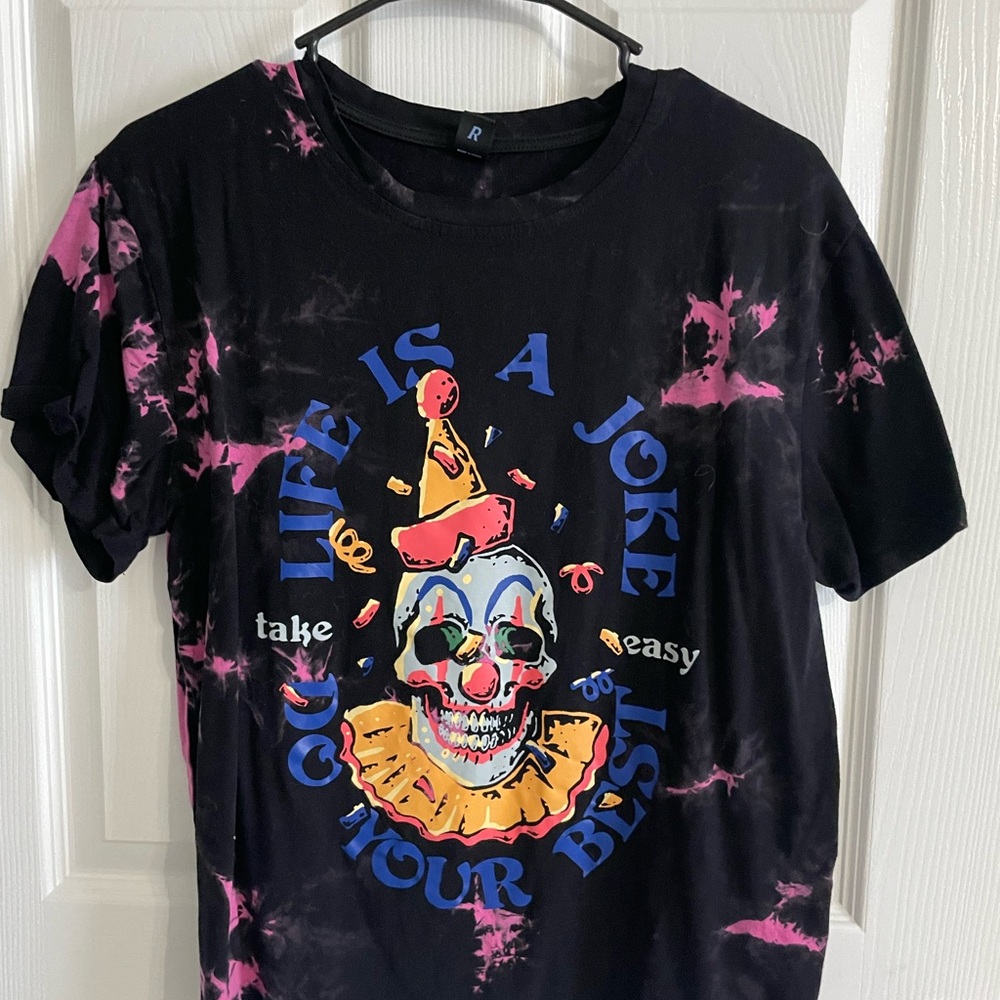 Black and Pink Graphic Clown T-Shirt
